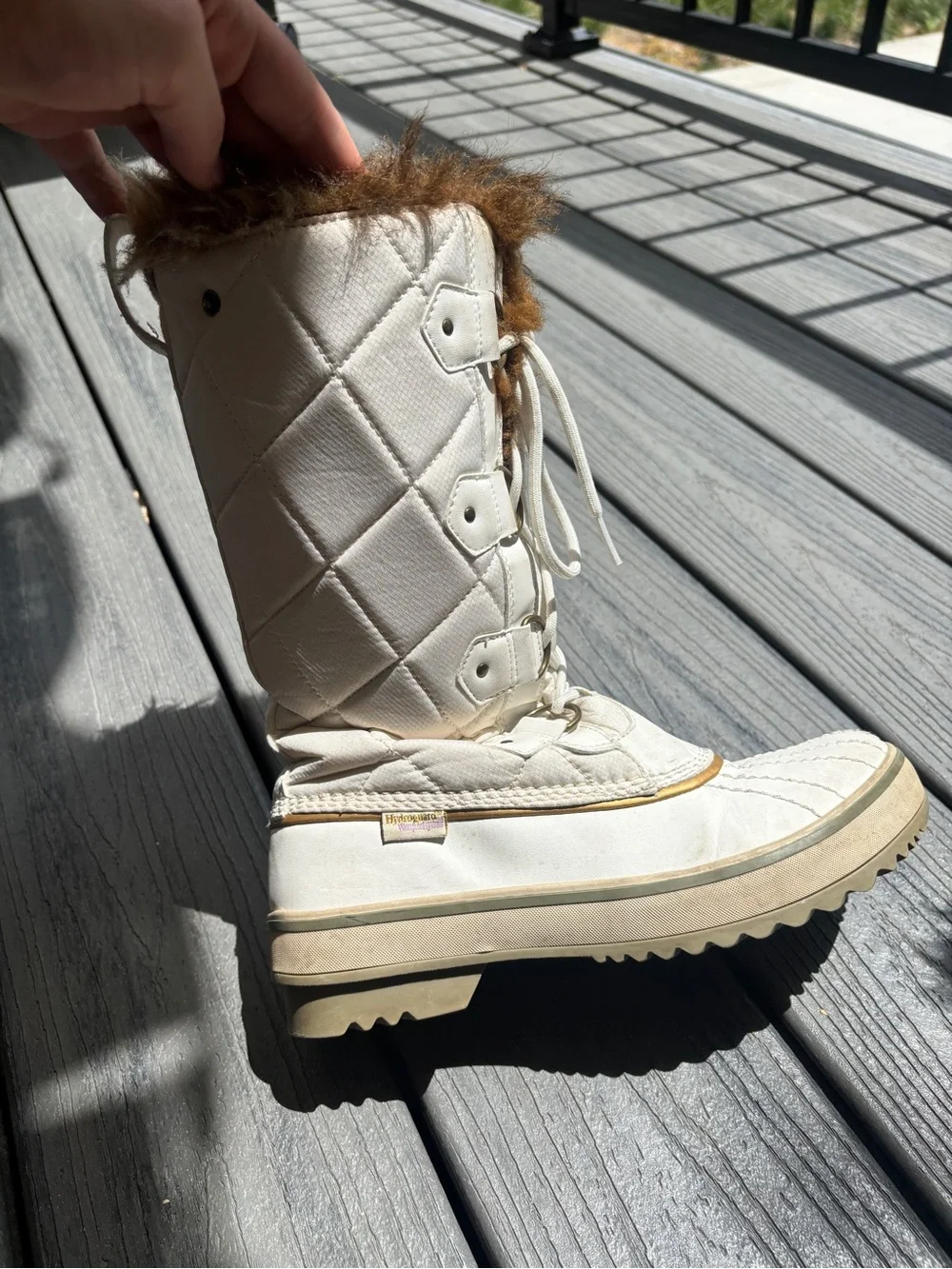 Cream Faux-Fur Lined Lace-Up Winter Boots